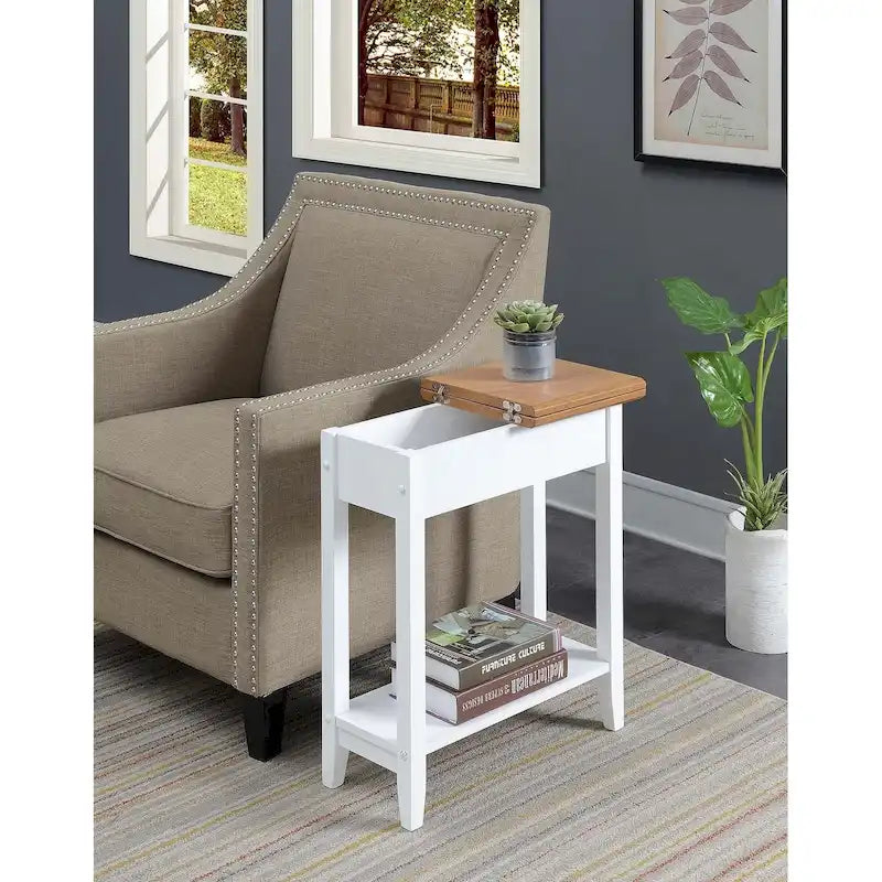 Table d'appoint à plateau relevable avec étagère