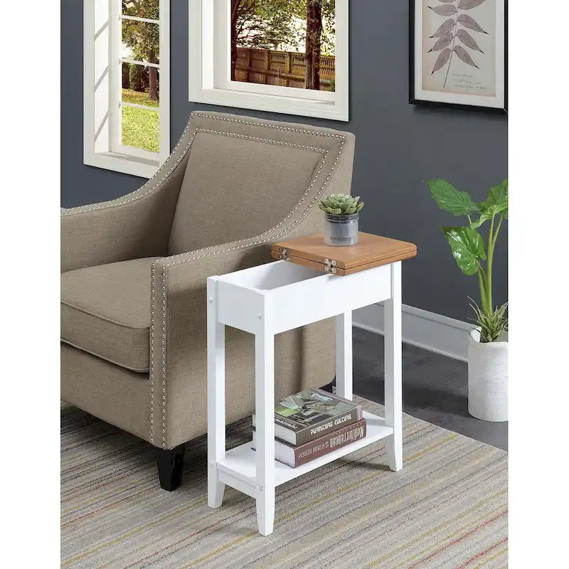 Table d'appoint à plateau relevable avec étagère
