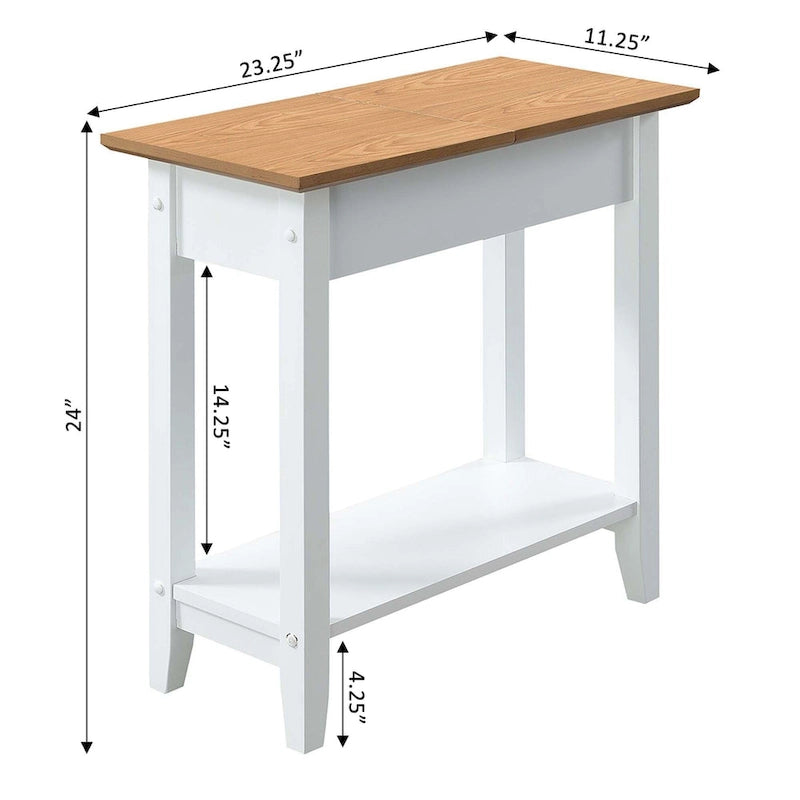 Table d'appoint à plateau relevable avec étagère