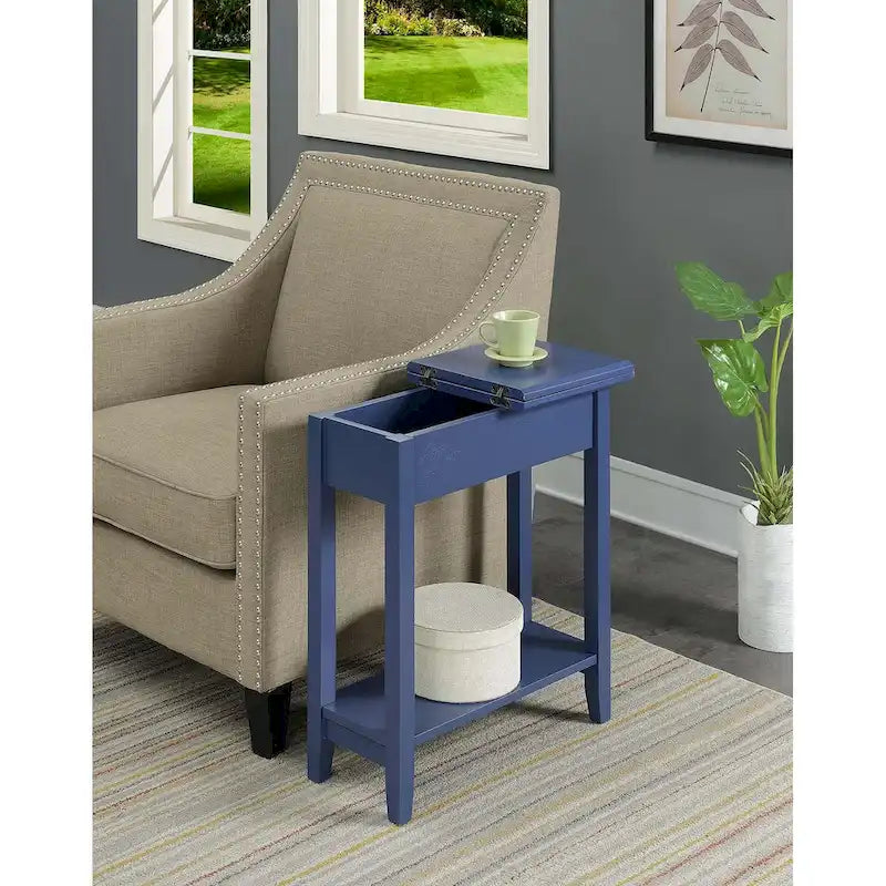 Table d'appoint à plateau relevable avec étagère