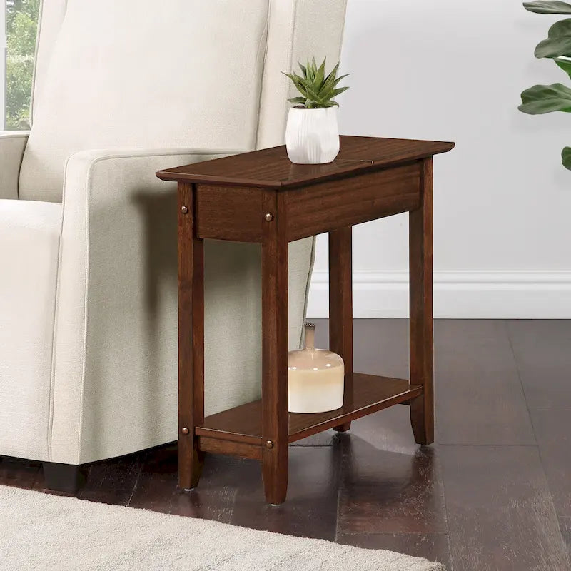 Table d'appoint à plateau relevable avec étagère