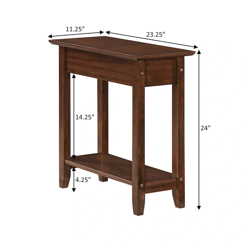 Table d'appoint à plateau relevable avec étagère