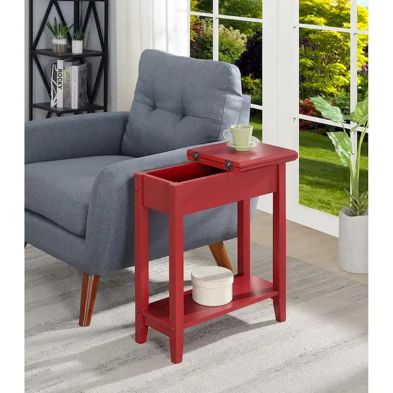 Table d'appoint à plateau relevable avec étagère