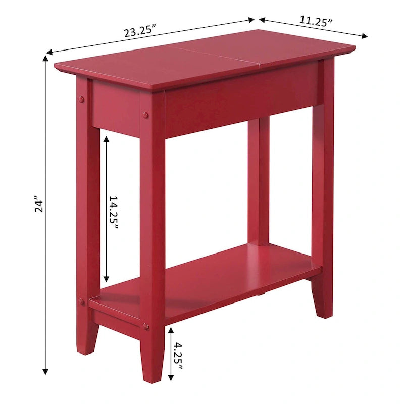 Table d'appoint à plateau relevable avec étagère