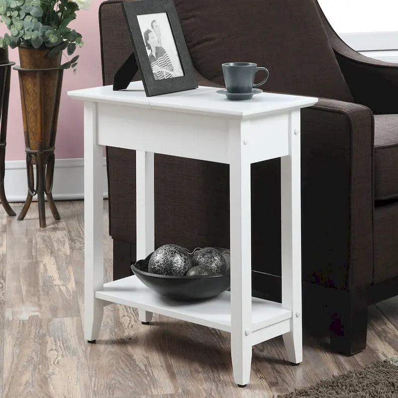 Table d'appoint à plateau relevable avec étagère