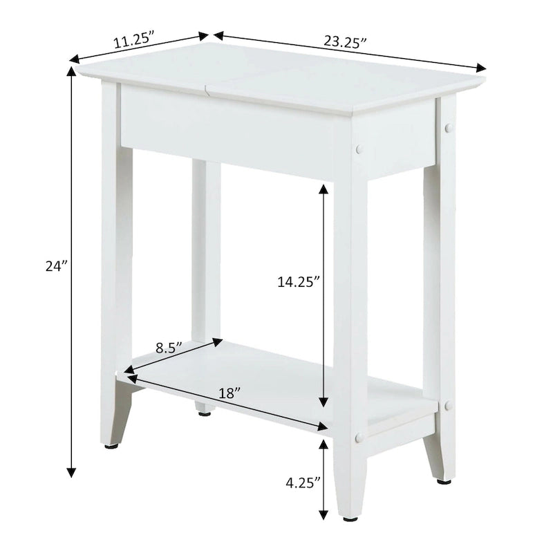 Table d'appoint à plateau relevable avec étagère