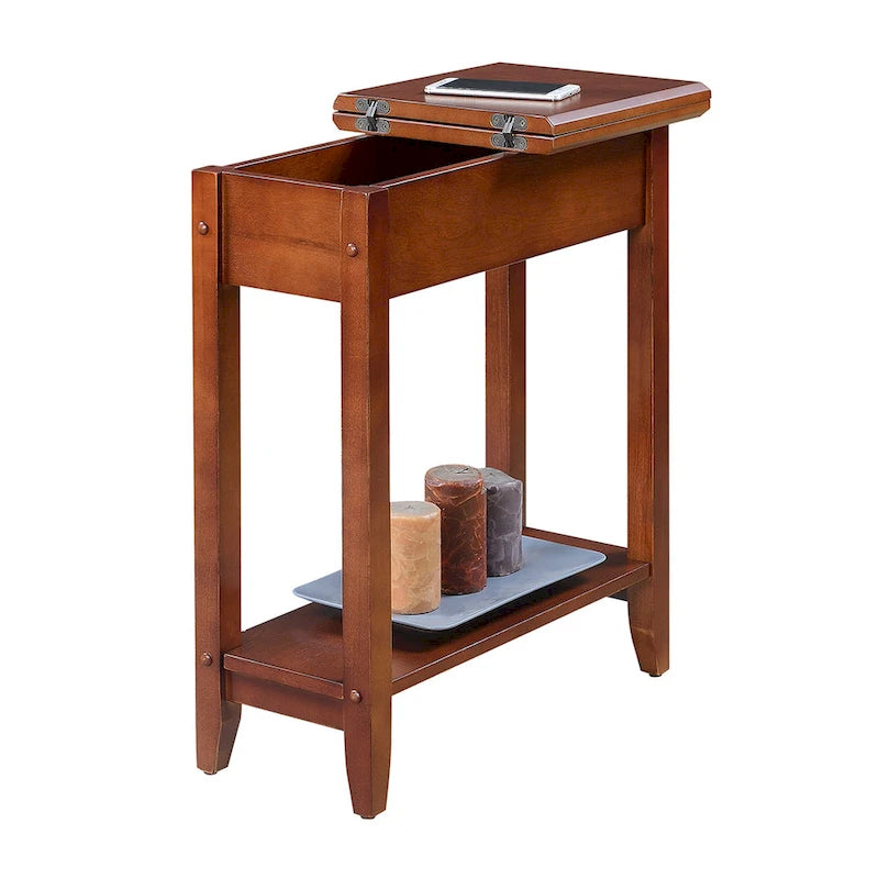 Table d'appoint à plateau relevable avec étagère