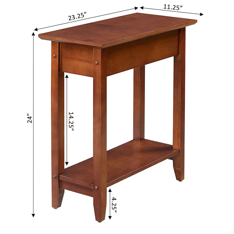 Table d'appoint à plateau relevable avec étagère