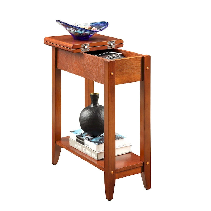Table d'appoint à plateau relevable avec étagère