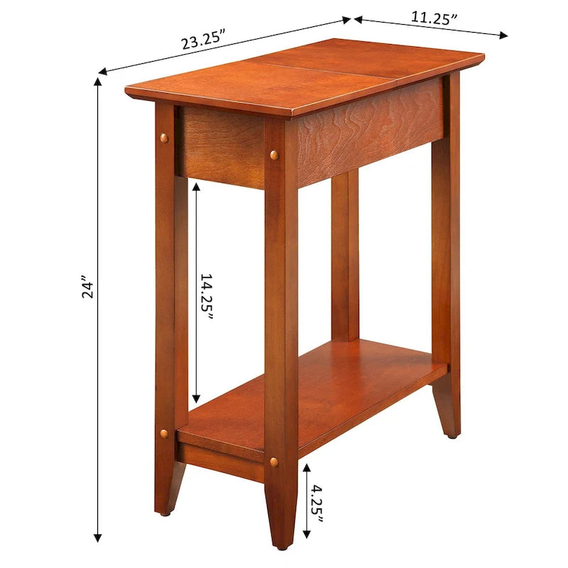 Table d'appoint à plateau relevable avec étagère