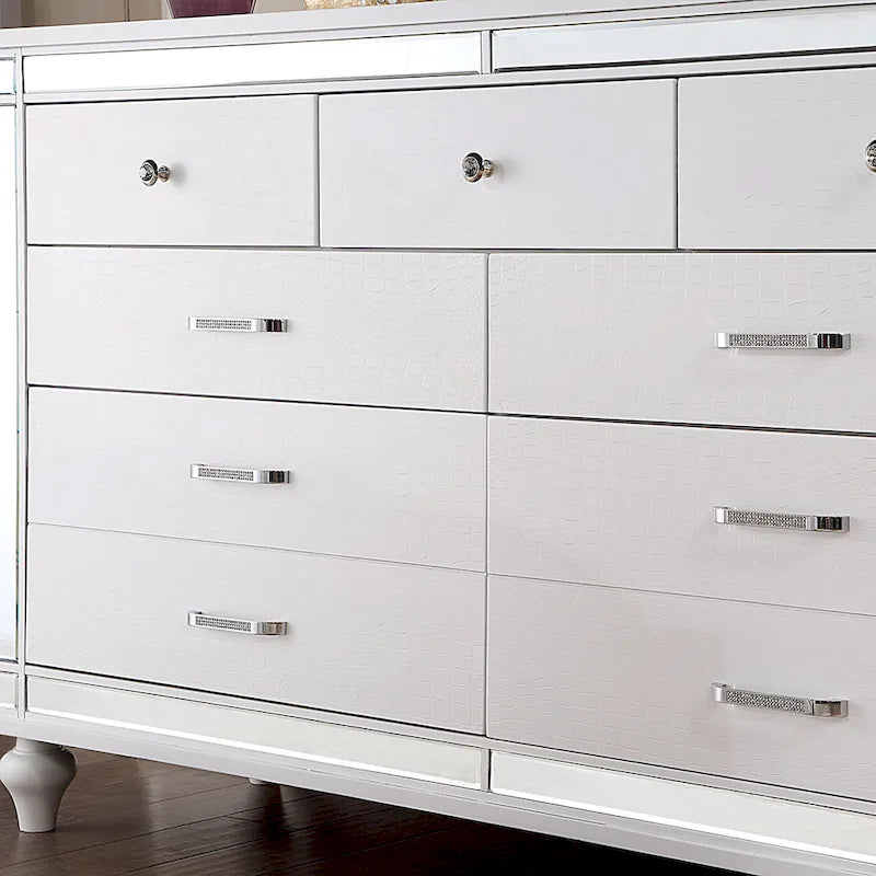 Commode moderne en bois massif de 157,5 cm de large avec 9 tiroirs