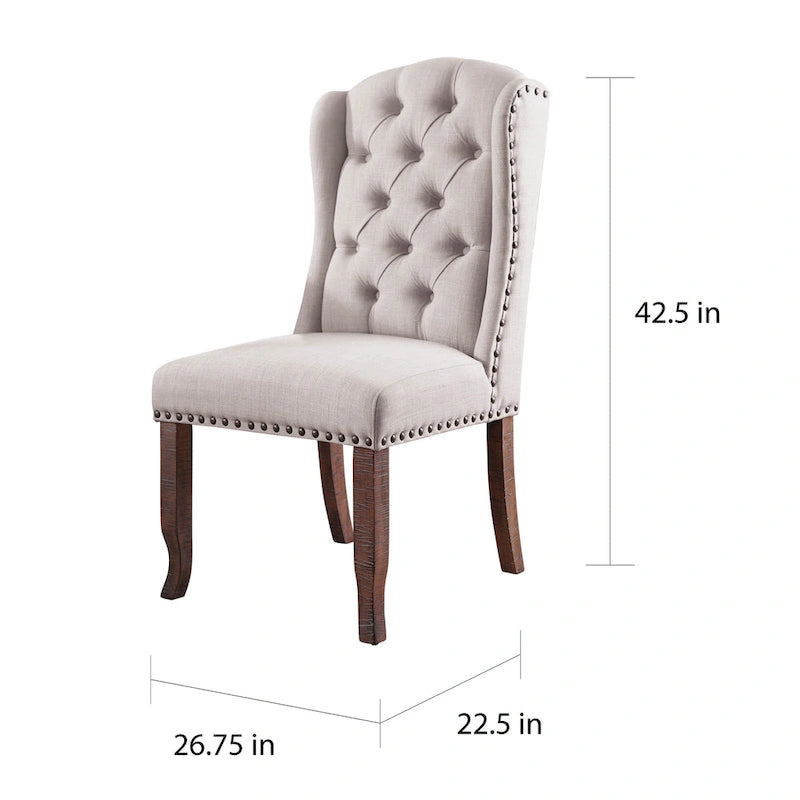 Chaises de salle à manger capitonnées en tissu effet lin avec accoudoirs (lot de 2)