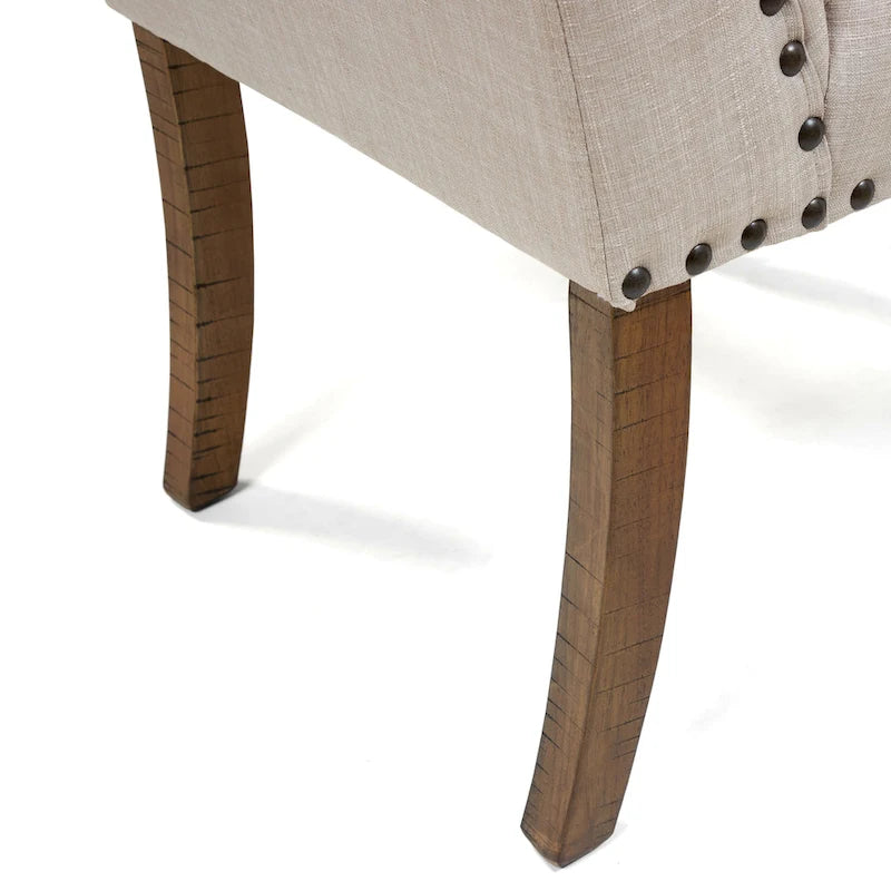Chaises de salle à manger capitonnées en tissu effet lin avec accoudoirs (lot de 2)
