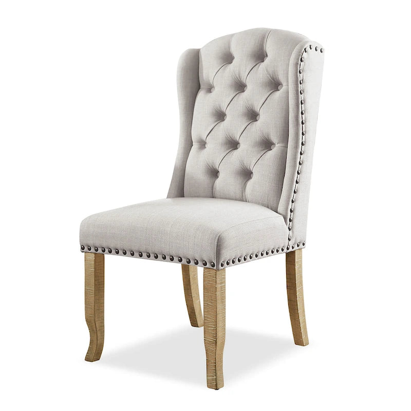 Chaises de salle à manger capitonnées en tissu effet lin avec accoudoirs (lot de 2)