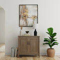 Meuble bas de rangement contemporain en BOIS MASSIF, 81 cm de large, en brun fumé - 35p x 81l x 79h