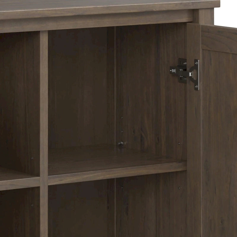 Meuble bas de rangement contemporain en BOIS MASSIF, 81 cm de large, en brun fumé - 35p x 81l x 79h