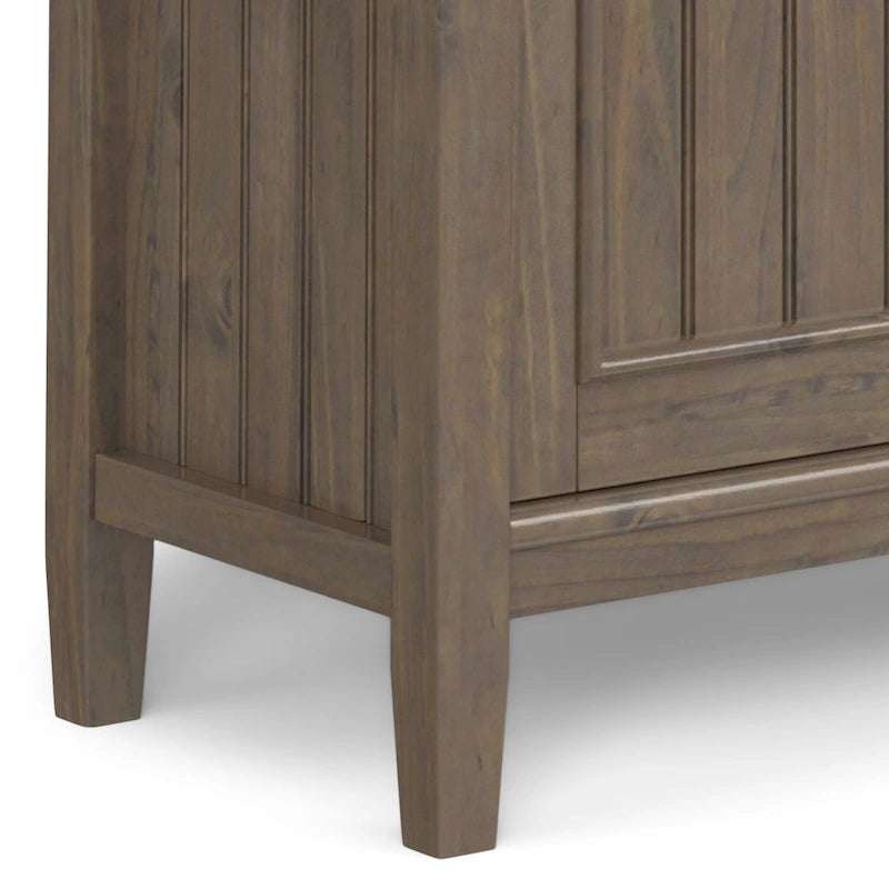 Meuble bas de rangement contemporain en BOIS MASSIF, 81 cm de large, en brun fumé - 35p x 81l x 79h