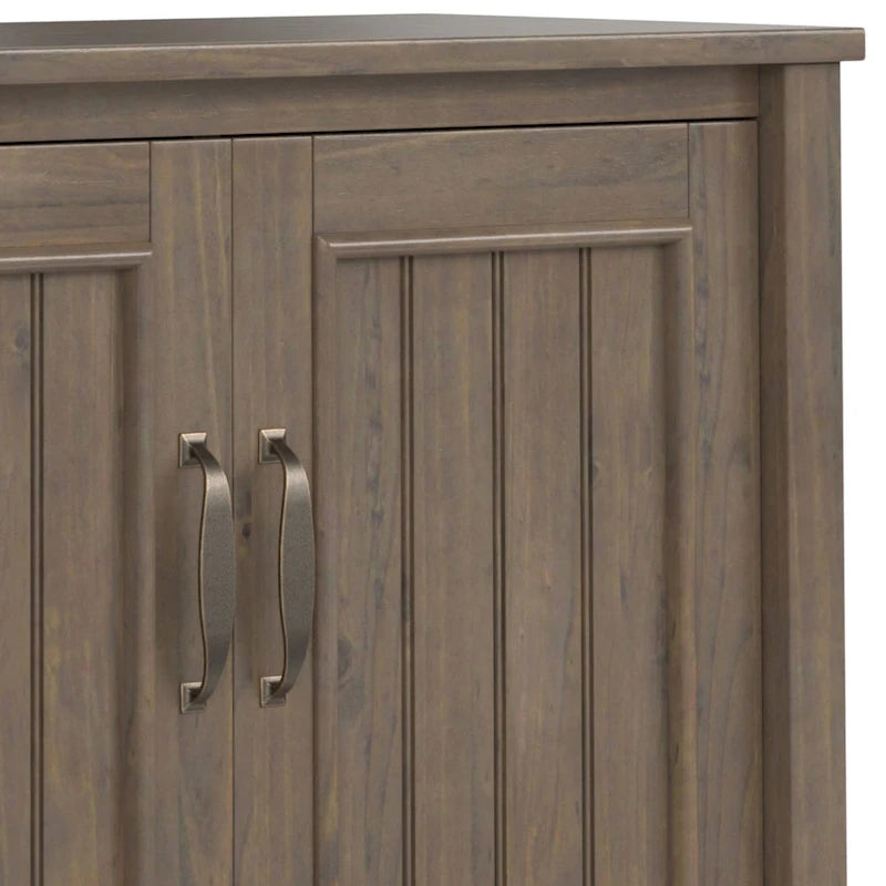 Meuble bas de rangement contemporain en BOIS MASSIF, 81 cm de large, en brun fumé - 35p x 81l x 79h