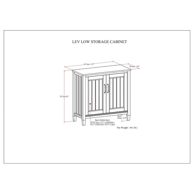 Meuble bas de rangement contemporain en BOIS MASSIF, 81 cm de large, en brun fumé - 35p x 81l x 79h