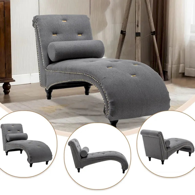 Chaise longue d'intérieur rembourrée avec oreiller