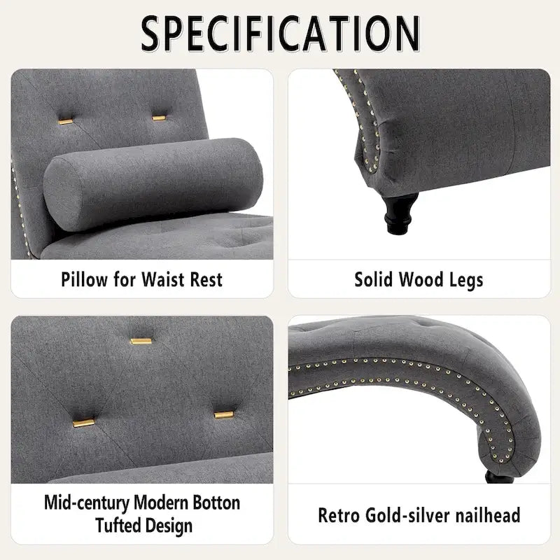 Chaise longue d'intérieur rembourrée avec oreiller