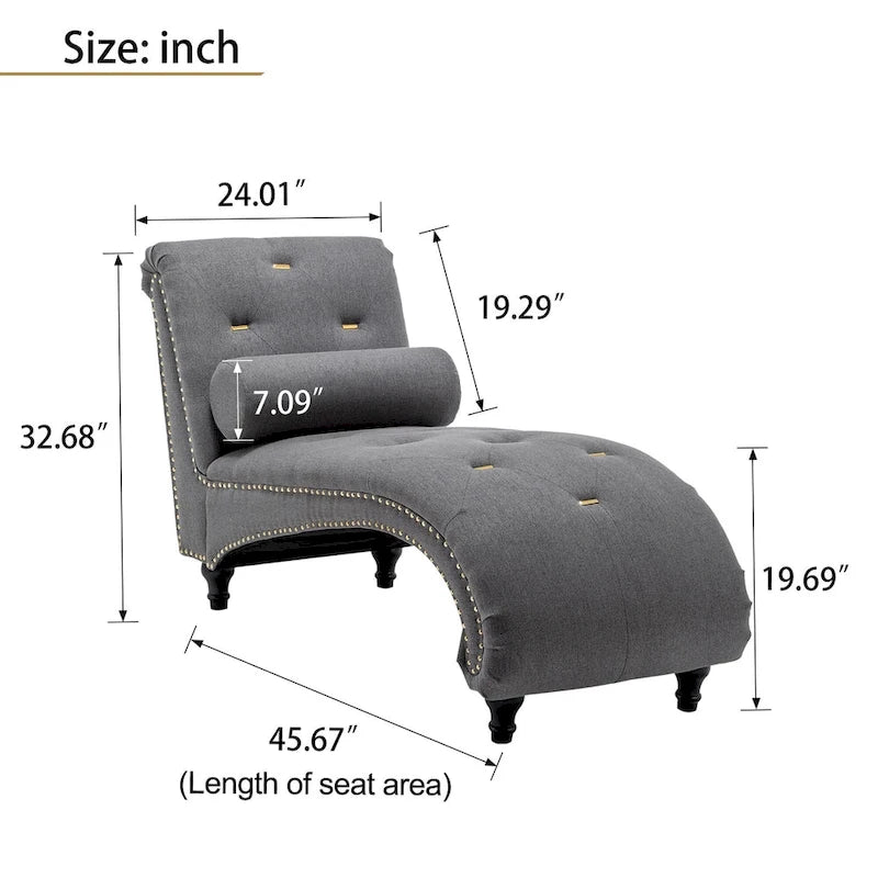 Chaise longue d'intérieur rembourrée avec oreiller