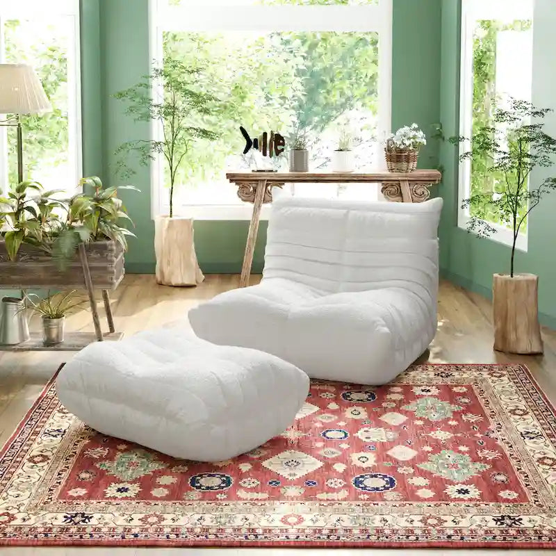 Fauteuil de sol en mousse à mémoire de forme, canapé paresseux confortable avec support dorsal, confortable pour la lecture, le jeu, la méditation, tissu Teddy