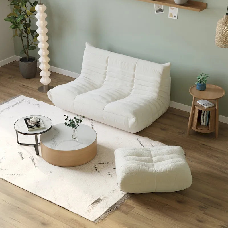 Fauteuil de sol en mousse à mémoire de forme, canapé paresseux confortable avec support dorsal, confortable pour la lecture, le jeu, la méditation, tissu Teddy