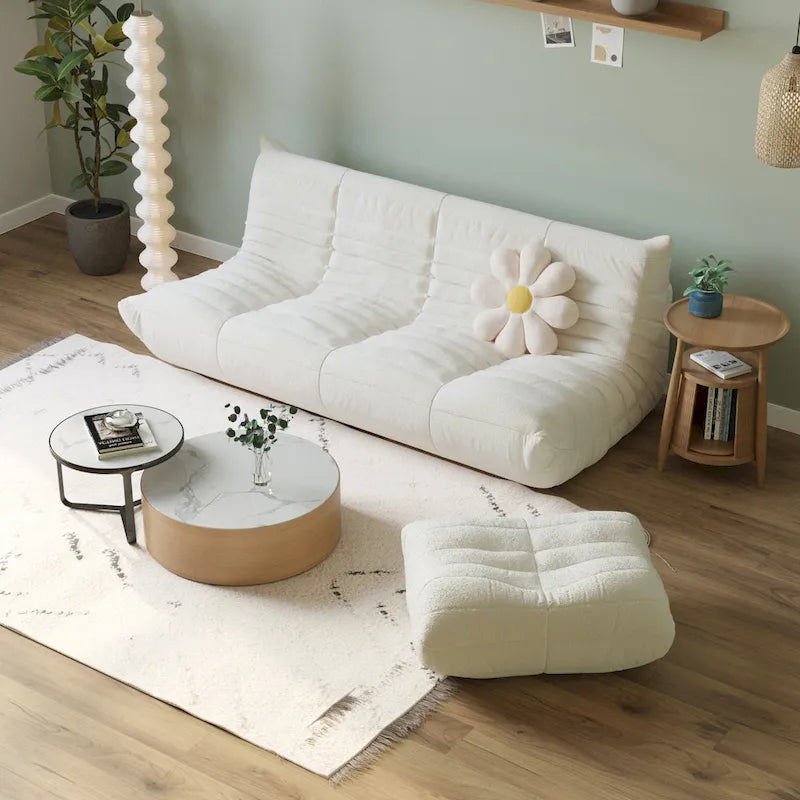 Fauteuil de sol en mousse à mémoire de forme, canapé paresseux confortable avec support dorsal, confortable pour la lecture, le jeu, la méditation, tissu Teddy