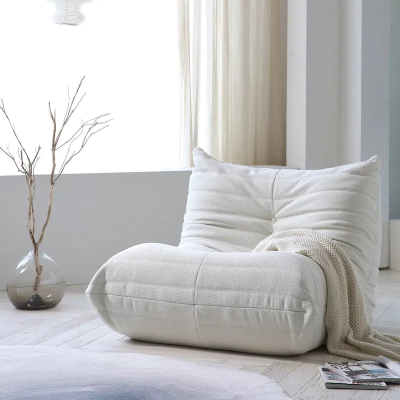 Fauteuil de sol en mousse à mémoire de forme, canapé paresseux confortable avec support dorsal, confortable pour la lecture, le jeu, la méditation, tissu Teddy