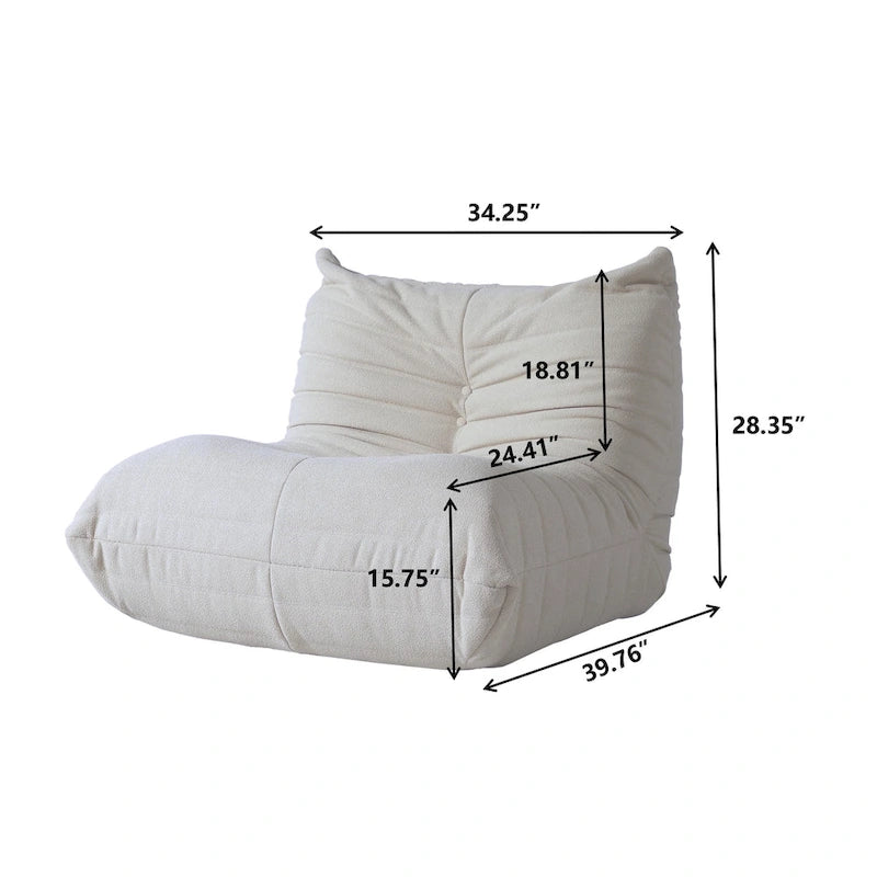 Fauteuil de sol en mousse à mémoire de forme, canapé paresseux confortable avec support dorsal, confortable pour la lecture, le jeu, la méditation, tissu Teddy