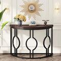 Console demi-lune pour entrée, table de canapé semi-circulaire avec base géométrique