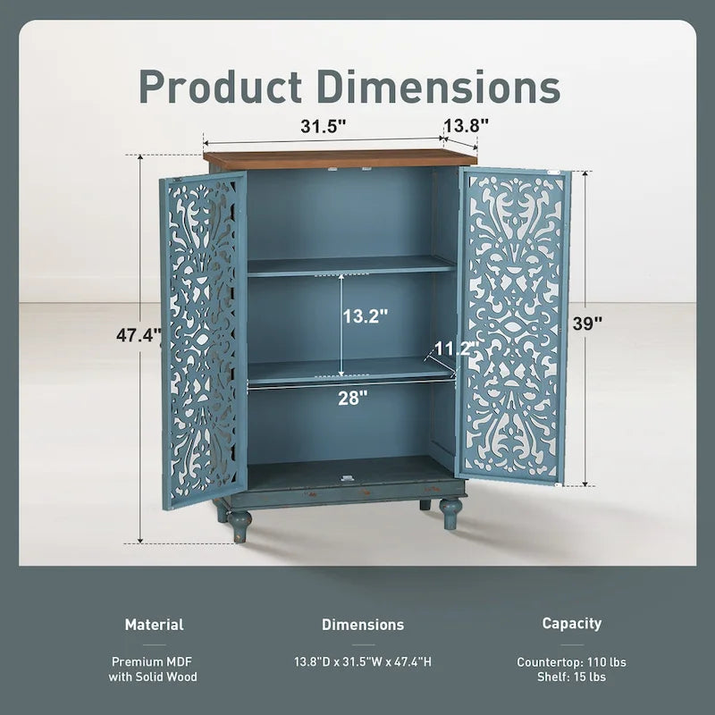 Armoire de rangement sculptée ajourée