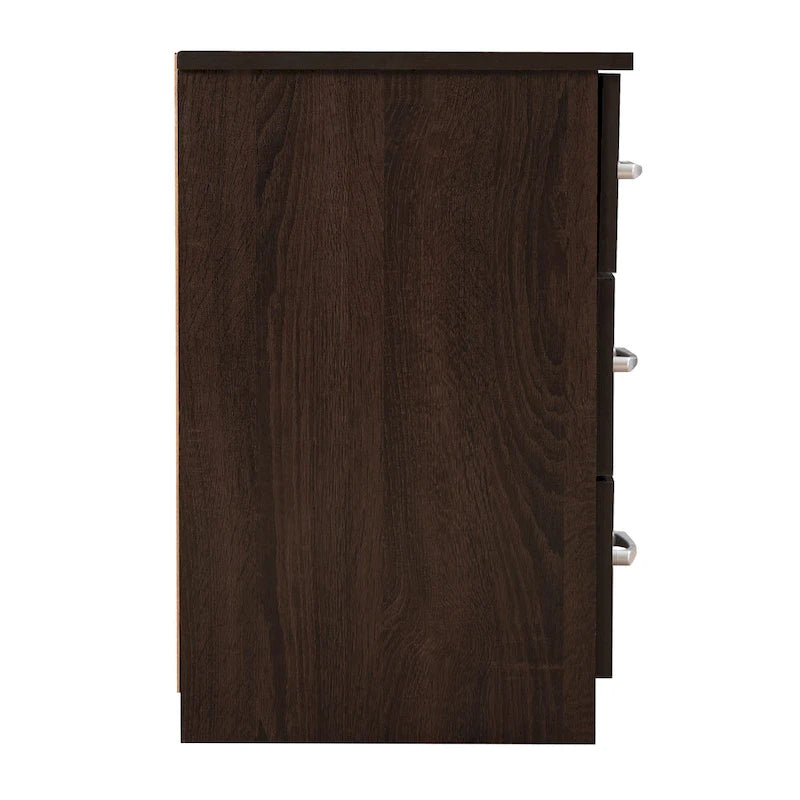 Table de chevet en bois à 3 tiroirs