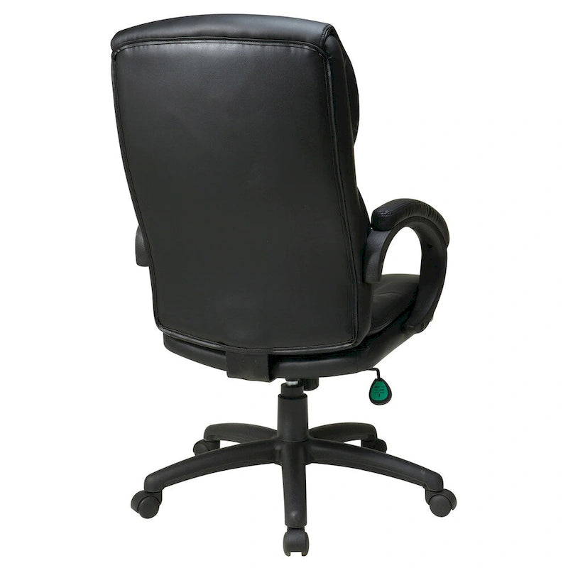 Fauteuil de bureau de direction en cuir reconstitué noir à dossier haut avec accoudoirs rembourrés