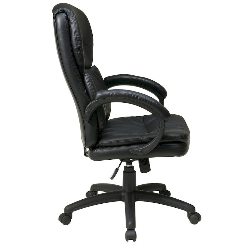 Fauteuil de bureau de direction en cuir reconstitué noir à dossier haut avec accoudoirs rembourrés