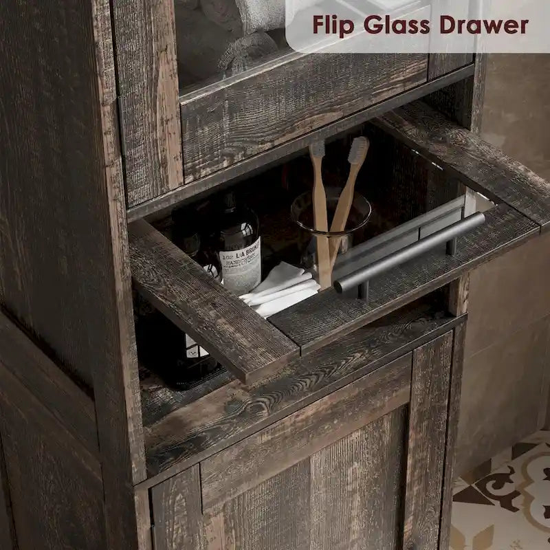 Meuble de salle de bain haut, Armoire de rangement étroite avec portes et étagère réglable
