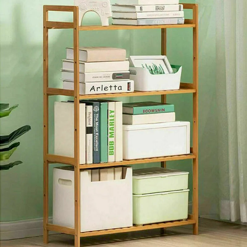 Étagère de rangement en bois de bambou à 4 niveaux, étagère de cuisine, bibliothèque - 67,2 x 25 x 99 cm