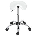 Tabouret de selle roulant réglable en cuir PU, chaise de salon à roulettes
