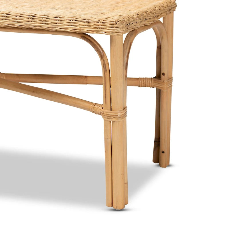 Banc d'appoint moderne bohème en rotin naturel marron