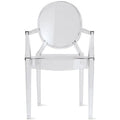 Chaise de salle à manger empilable en acrylique, fauteuil ovale Ghost pour cuisine, terrasse, coiffeuse, intérieur ou extérieur, transparent