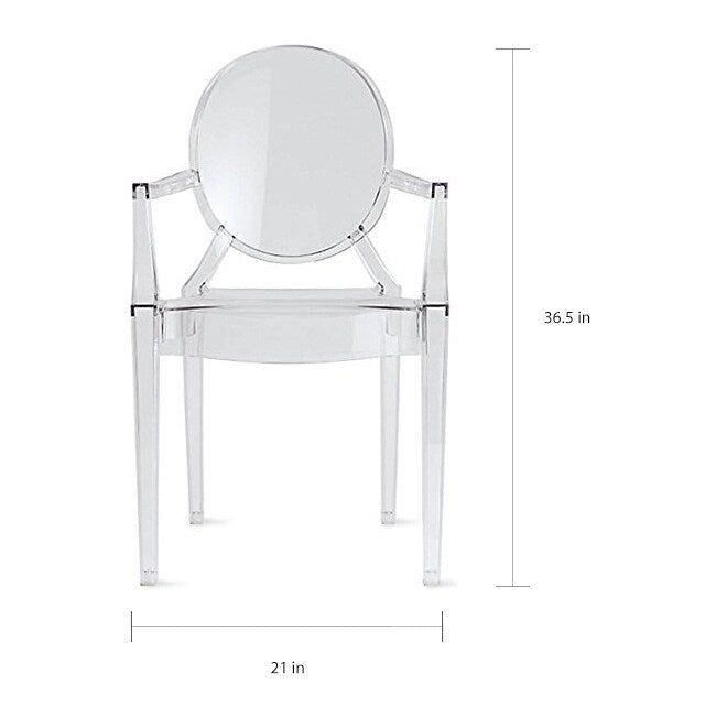 Chaise de salle à manger empilable en acrylique, fauteuil ovale Ghost pour cuisine, terrasse, coiffeuse, intérieur ou extérieur, transparent