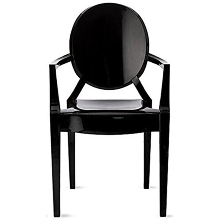 Chaise de salle à manger empilable en acrylique, fauteuil ovale Ghost pour cuisine, terrasse, coiffeuse, intérieur ou extérieur, transparent