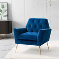 Fauteuil contemporain en velours capitonné avec pieds en métal doré par