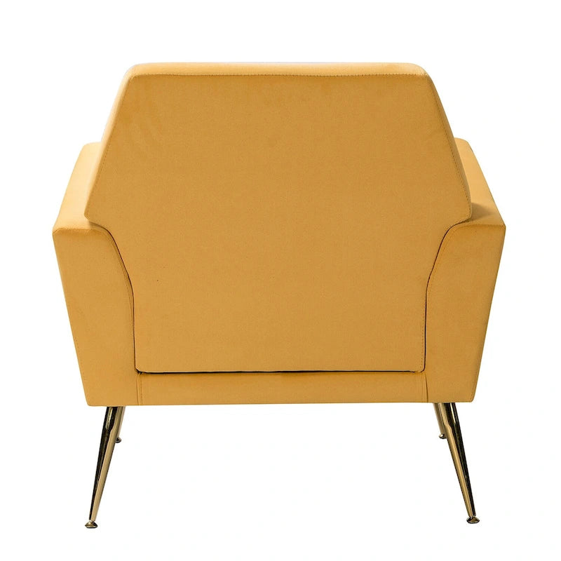 Fauteuil contemporain en velours capitonné avec pieds en métal doré par