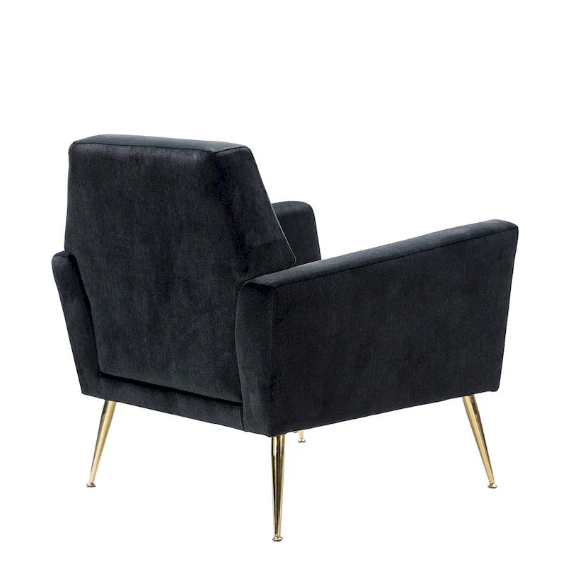 Fauteuil contemporain en velours capitonné avec pieds en métal doré par