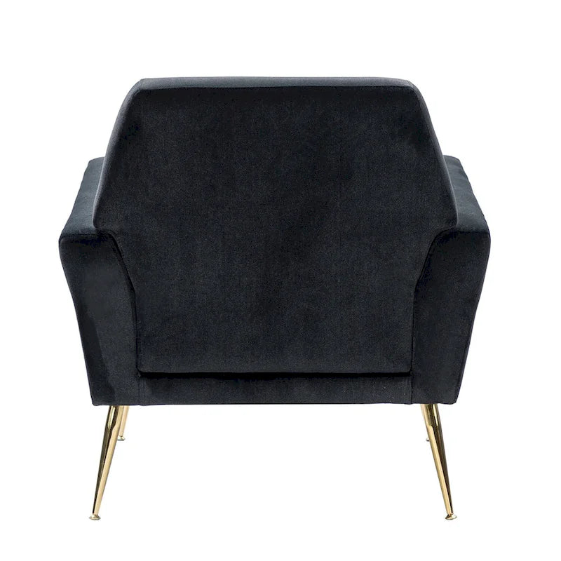 Fauteuil contemporain en velours capitonné avec pieds en métal doré par