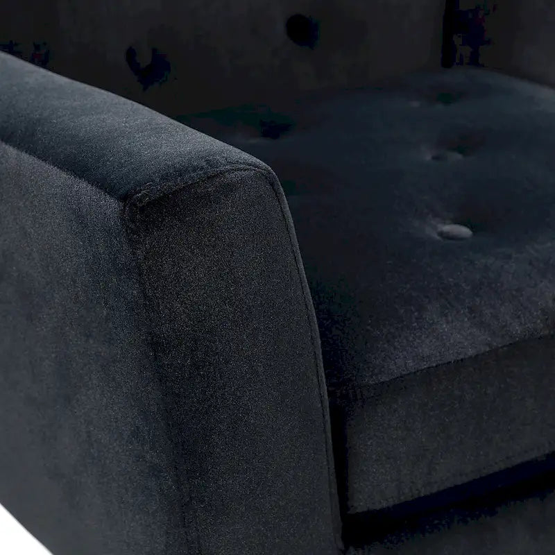 Fauteuil contemporain en velours capitonné avec pieds en métal doré par