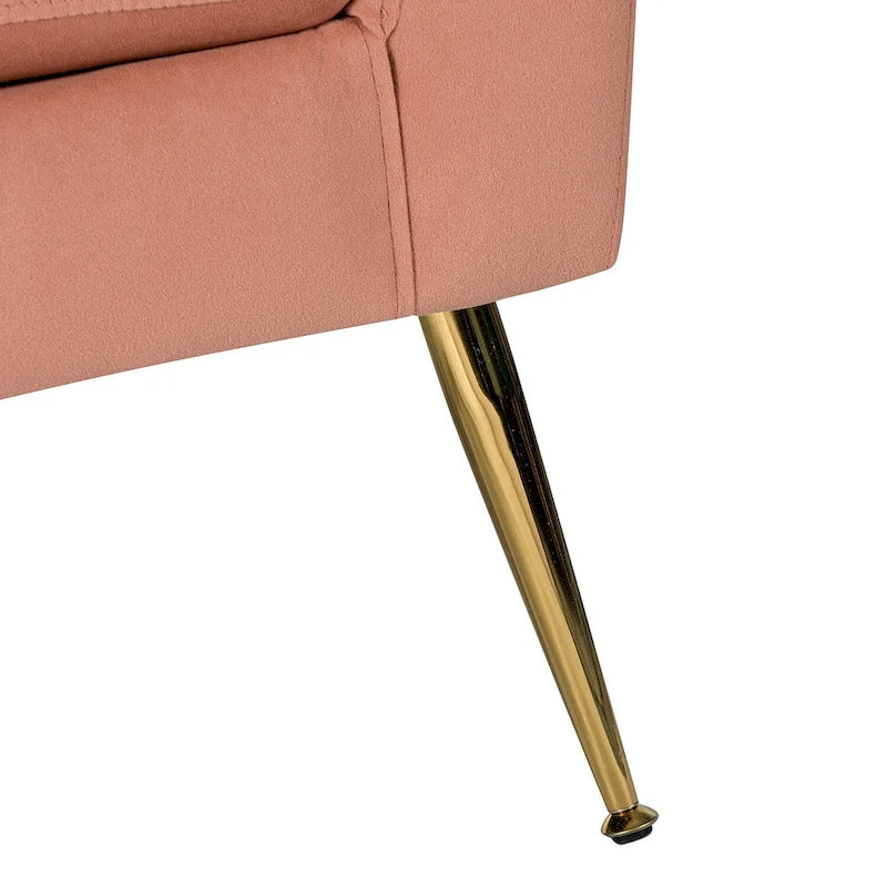 Fauteuil contemporain en velours capitonné avec pieds en métal doré par