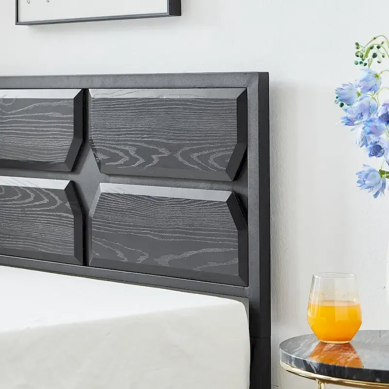 Cadre de lit plateforme double/double XL/grand lit avec tête de lit en bois, sommier tapissier non requis, assemblage facile